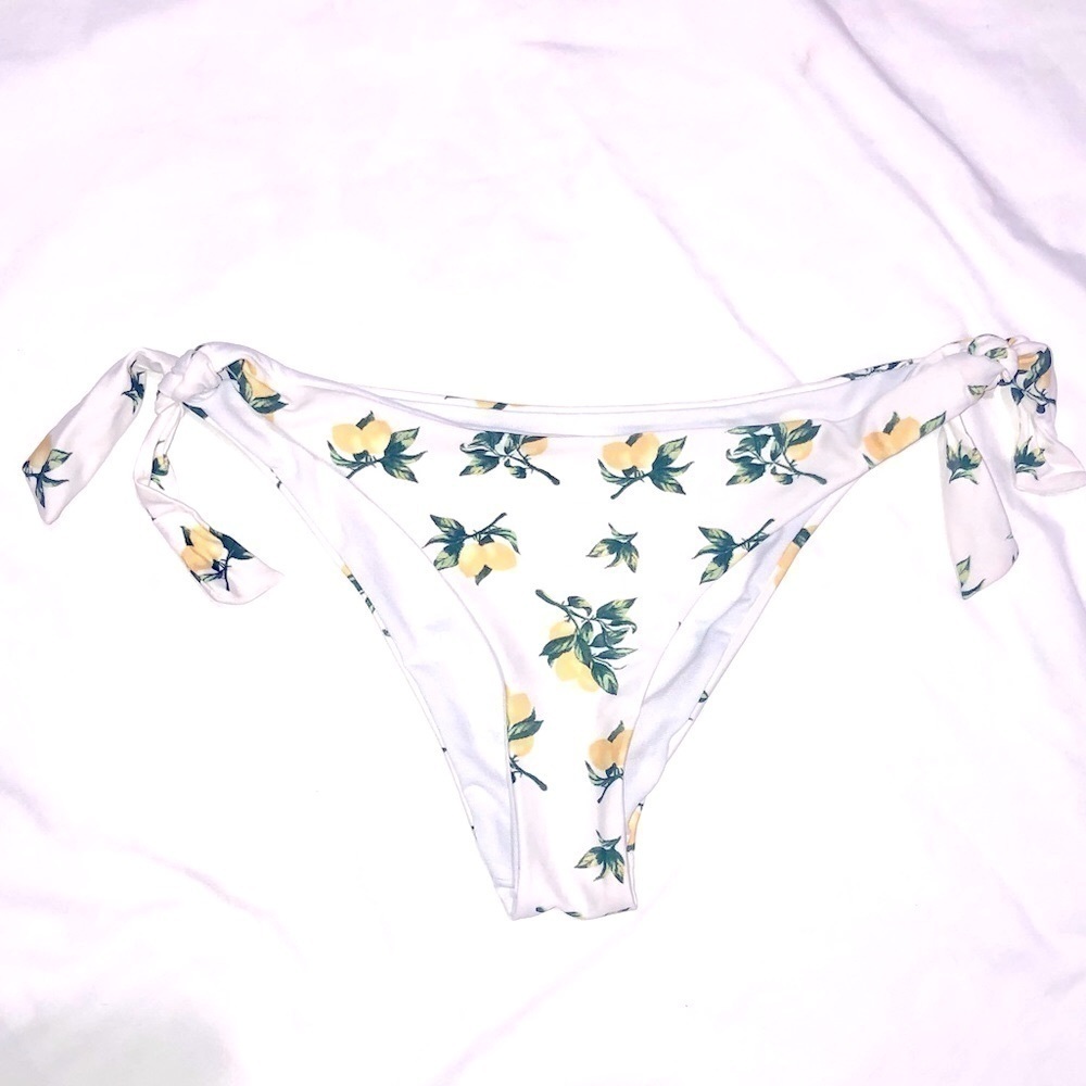 Cabana Del Sol Lemon tie bikini bottoms White and yellow Medium